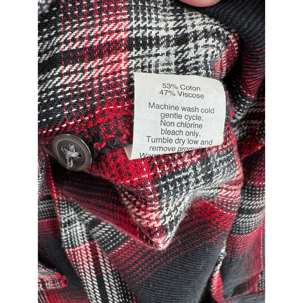 Madewell Button Down Shirt Womens Medium Red Plaid Flannel High Low Hem - Picture 5 of 7